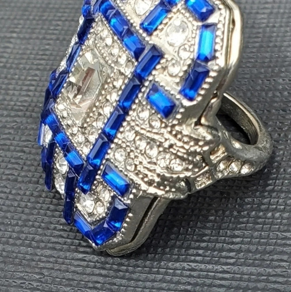 Vintage  crystal‎ paste cocktail ring 5.5 - Picture 14 of 14